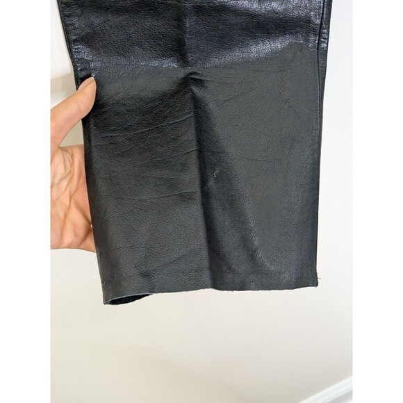Vintage Frye Black Leather Lined Pants Size 6 Moto City Straight Leg Riding - Picture 4 of 8